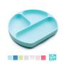 Bumkins Silicone Grip Dish, Suction Plate, Divided Plate, Baby Toddler Plate, BPA Free, Microwave Dishwasher Safe ? Blue