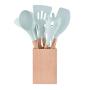 Gwjs Silicone Wooden Handle Kitchen Utensils, Nonstick Spatula Silicone Kitchenware Silicone Spatula Suit Kitchen Gadget Kitchen Tool-nine-piece Set 32cm(12.6inch)