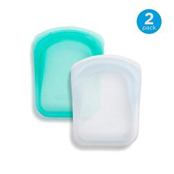 Stasher 100% Silicone Reusable Bags, Pocket Storage Size, 4.5-inch (4-ounce), Set of 2, Clear + Aqua