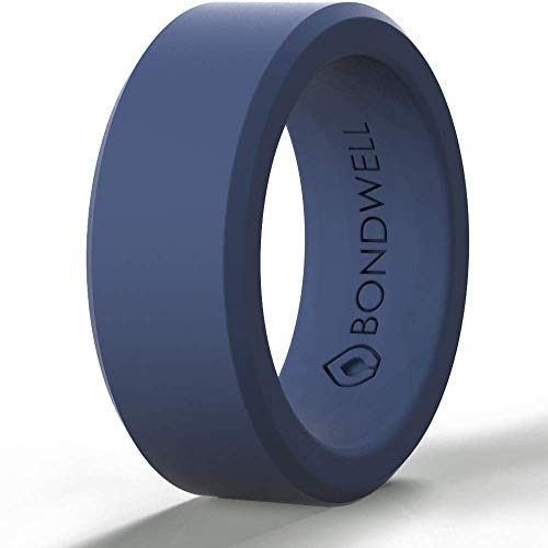 BONDWELL Silicone Wedding Ring for Men Save Your Finger & A Marriage Safe, Durable Rubber Wedding Band for Active Athletes, Military, Crossfit, Weight Lifting, Workout