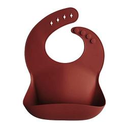 Mushie Silicone Baby Bib | Adjustable Fit Waterproof Bibs (Arabian Spice)