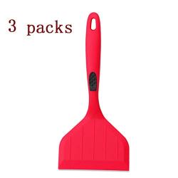 Kitchenware Utensils Premium Silicone Non-Stick and Heat Resistant Utensils for Cooking, Flipping and Pressing Red 3 packs