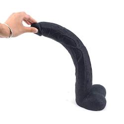 Labibing 15.6 Inch Body Relax Massager Wand Soft Silicone Real Feel Massage Toy with Suction Cup Labibing (Color : Black)