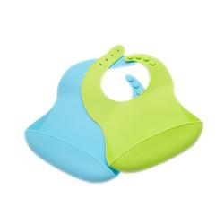 2 Pack Silicone Baby Bib, BPA Free, Green and Blue, Easy Clean up