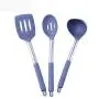 Hjyi Kitchen Cooking silicone kitchenware resistant to high temperature non-stick pot cooking spoon shovel stainless steel handle silicone leakage shovel (3-piece set)