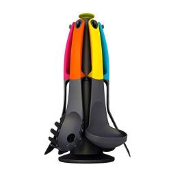 SKYyao Kitchen utensil set Non-stick pot silicone kitchenware nylon cookware set spoon spatula: Silicone + Nylon