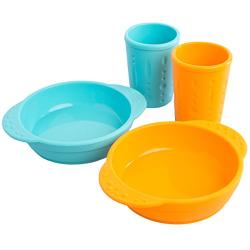 Kinderville (4 Piece Set) Toddlers & Kids Cups & Kid Bowls Dishwasher/Microwave Safe BPA-Free Silicone