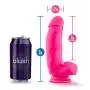 Blush Neo Elite 7 Inch Silicone Dual Density Cock with Balls Realistic Suction Cup Dildo, Sex Toy for Women, Neon Pink