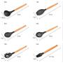 JunbosiKitchenware Silicone Kitchenware Set Wood Handle Silicone Kitchenware Set of 9 Non-Stick Shovel Spoon Set Kitchen Tools