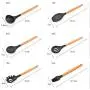 JunbosiKitchenware Silicone Kitchenware Set Wood Handle Silicone Kitchenware Set of 9 Non-Stick Shovel Spoon Set Kitchen Tools