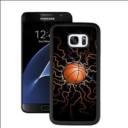 Samsung Galaxy S7 Case with Basketball Fire Pattern Whimsical Design Bumper Black Soft TPU and PC Protection Anti-Slippery &Fingerprint Case for Samsung Galaxy S7