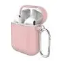 Pothunter-Y Premium Silicone Airpods Case Protective Cover Skin with Carabiner Compatible with Apple Airpods 1 & Airpods 2 (Pink)