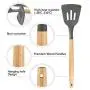 Kitchen Utensil Sets - 11 Pieces Cooking Utensils Set Silicone Spatula Set, Safe Food Grade Silicone with Premium Wood Handles, Non-Stick Heat Resistant Silicone Kitchenware