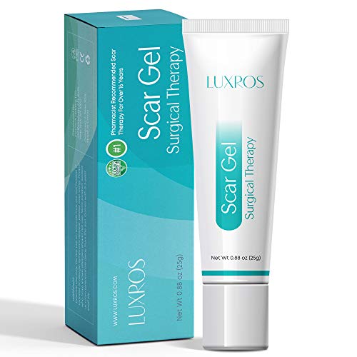 LUXROS Advanced Surgical Scar Remover Gel for Old and New Scars - Medical Grade Silicone Gel to Remove Scars from Surgery, Injury, Burns, Acne - 25g - Reduces Appearance of Keloid Scars