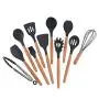 Kitchenware Set Silicone Cookware 11 Pieces Wooden Handle Non-stick Cookware, Pliers Spatula Spoon Set, Kitchenware