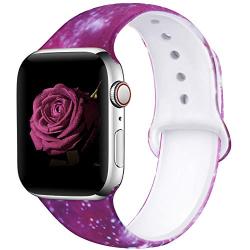 EXCHAR Compatible with Apple Watch Band 40mm 38mm 44mm 42mm Fadeless Pattern Printed Floral Bands Silicone Replacement Band for iWatch Series 5 Series 4/3/2/1 for Women Men