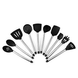 SKYyao Kitchen utensil set Silicone kitchenware 10 piece set kitchen utensils set cooking shovel spoon silicone + stainless Steel