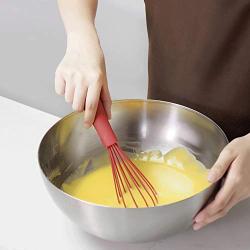 Silicone kitchenware 9 Pieces Red Silicone Cooking Utensils Kitchen Utensil Set Wooden Handles Cooking Tools For Nonstick Cookware Includes Tongs Pasta Fork Whisk Soup Spoon And More Nonstick Heat Res