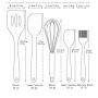Cooking Spoon Shovel Silicone Cooking Kitchenware Set 10 Piece Set Non-Stick Shovel Colander Egg Beater Food Clip, multicolor