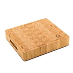 Small End Grain Bamboo Cutting Board | Professional, Antibacterial Butcher Block | Non-Slip Rubber Feet by Top Notch Kitchenware