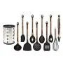 Silicone kitchenware 10 Pieces Silicone Cooking Utensils Kitchen Utensil Set Stainless Steel Handles Cooking Tools For Nonstick Cookware Includes Tongs Soup Spoon And More Black Silicone kitchen utens