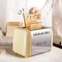 QIN.J.FANG-Kitchen 680W Mini Toaster 2 slice,The 6-speed gear knob is equipped with a dust cover, which can be thawed and reheated, making breakfast more convenient.