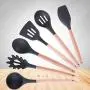 JunbosiKitchenware Silicone Kitchenware Set of 9 Nonstick Cookware Spoon Tool Set Shovel Soup Fishing Hedgeware Green Cooking Cookware