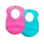 Tommee Tippee Easi-Roll Up Bib, BPA-Free Crumb & Drip Catcher, Pink & Blue/Pink & Purple, 2 Count (Colors May Vary)