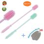 Silicone Bottle Cleaning Brush, 2 Pack Water Bottle Brush with Long Handle, Kitchen Cleaning Brush for Cleaning Baby Bottles, Hydroflasks, Vase and Narrow Neck Bottles