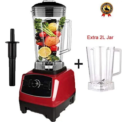 3Hp 2200W Heavy Duty Commercial Blender Mixer Juicer High Power Food Processor Ice Smoothie Bar Fruit Electric Blender,Red Extra Jar,Au Plug