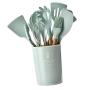 LOVIVER Silicone Cooking Utensils Lot Kitchen Utensil Set of 9, -40℃~230℃ Resistant - Light Green, Plastic Holder Included