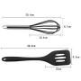 Hillento Silicone Kitchen Utensil Set Kitchenware 5PCS Silicone Kitchen Utensils Set Spatulas Brush Cooking Tools, Easy to Use & Clean, Black