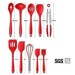 Kitchen Cooking Utensils set, 10 Pcs Silicone Kitchen Cooking Tools Set Serving Utensils Spatula Set Kitchenware Heat-Resistant Non-Stick Kitchen Accessories Gadgets Utensils for Nonstick Cookware Set