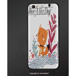 Case for Apple iPhone 6 and iPhone 6s 4.7-Inch,Shock-Absorption Bumper Cover,Fox,Cute Little Fox Character Colorful Geometric Spring Field Have a Nice Day Text Dots,Multicolor