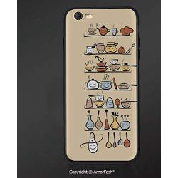 Case Compatible with iPhone 6/6S Ultra Slim Protective TPU Cover,Anti-Scratch Back,Kitchen Decor,Kitchenware and Utensils Appliances Ornaments Spice Rack Vintage Retro Style Design,Brown Cream