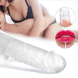 Penis Realistic Dildo Crystal Textured Extension Reusable Silicone for Couple Adult Sex Toys for Men Clear