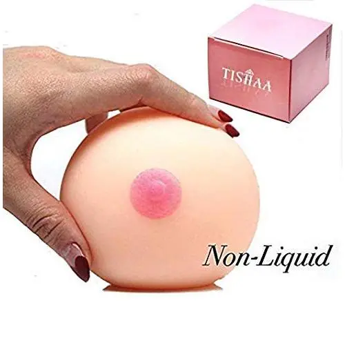 TISHAA Novelty Toy for Adult Hand Stress Reliever Ball 3D Realistic Silicone Squeeze Boob Boobies Joke Gift with Nice Cute Box for Bachelorette Party/Club/Suprised Present, Not for Child/Kid (Nude)