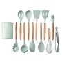 Silicone kitchenware 11 Pieces Silicone Cooking Utensils Kitchen Utensil Set Wooden Handles Cooking Tools For Nonstick Cookware Includes Tongs Pasta Fork Whisk And More Nonstick Heat Resistant Tools