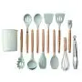 Silicone kitchenware 11 Pieces Silicone Cooking Utensils Kitchen Utensil Set Wooden Handles Cooking Tools For Nonstick Cookware Includes Tongs Pasta Fork Whisk And More Nonstick Heat Resistant Tools