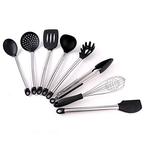 Silicone Kitchenware Stainless Steel Pipe Handle High Temperature Silicone Kitchenware Kitchen Tool 8 Piece Egg Beater Key Spoon Spoon Shovel