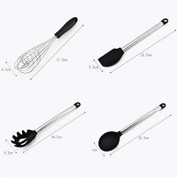 High temperature silicone kitchenware 8 piece set stainless steel handle silicone spatula food clip egg beater scraper and other kitchen supplies