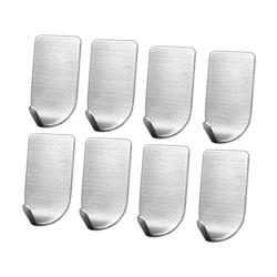 MOVEmen Hooks 8Pcs Bathroom Kitchen Self Adhesive Hook Towel and Robe Brushed Stainless Steel Jewelry Stand Kitchenware Storage Rack Keychain Hook Home Decoration Wallet Handbag Hook (A)