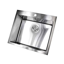 Single Sink 25 Inch Drop In Topmount Stainless Steel Kitchen Sink Package 16 Gauge Double Bowl Basin with 9 Gauge Deck Complete Sink Pack