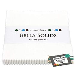 Moda Bella Solids White Bleached 9900PP-98 Charm Pack, 42 5-inch Cotton Fabric Squares