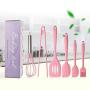 Yuybei-Home Silicone kitchenware 6-Piece Pink Silicone Baking Set Durable Silicone Heat Resistant 446°F Seamless Non-Stick Kitchen Mixing Cooking Baking Utensils Nonstick Heat Resistant Tools