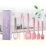 Yuybei-Home Silicone kitchenware 6-Piece Pink Silicone Baking Set Durable Silicone Heat Resistant 446°F Seamless Non-Stick Kitchen Mixing Cooking Baking Utensils Nonstick Heat Resistant Tools