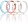 ThunderFit Womens Thin Swivel Rings, 10 Rings / 8 Rings / 4 Rings / 1 Ring - Stackable Silicone Wedding Rings - 2.5mm Wide - 2mm Thick
