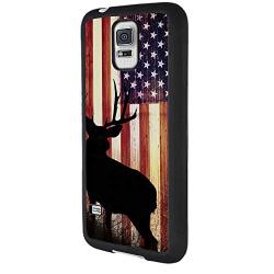 Samsung Galaxy S5 Case with American Flag Pattern Whimsical Design Bumper Black Soft TPU and PC Protection Anti-Slippery &Fingerprint Case for Samsung Galaxy S5