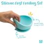 Bumkins Suction Silicone Baby Feeding Set, Bowl, Lid, Spoon, BPA-Free, First Feeding, Baby Led Weaning - Marbled