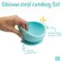 Bumkins Suction Silicone Baby Feeding Set, Bowl, Lid, Spoon, BPA-Free, First Feeding, Baby Led Weaning - Dark Blue